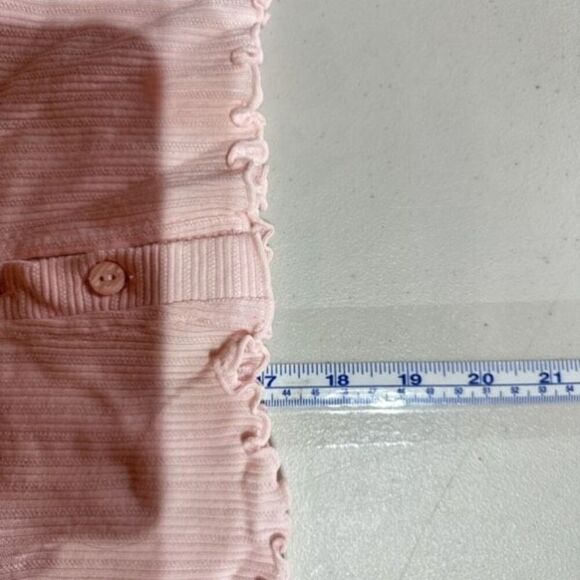 Y2K B. Moss Ribbed Henley Lettuce Trim Crop Shirt Pink & Blue Medium Baby Tee - Picture 15 of 16